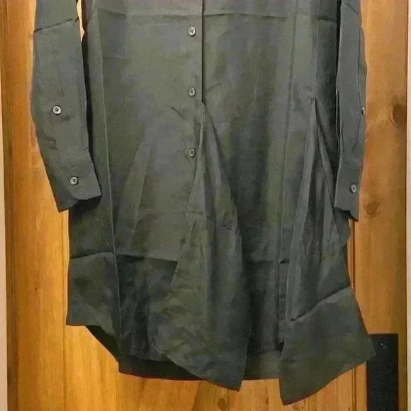 Thakoon Addition Button Shirt Dress Size XS 100% Silk Side Tie Long Sleeve Black - Picture 4 of 8